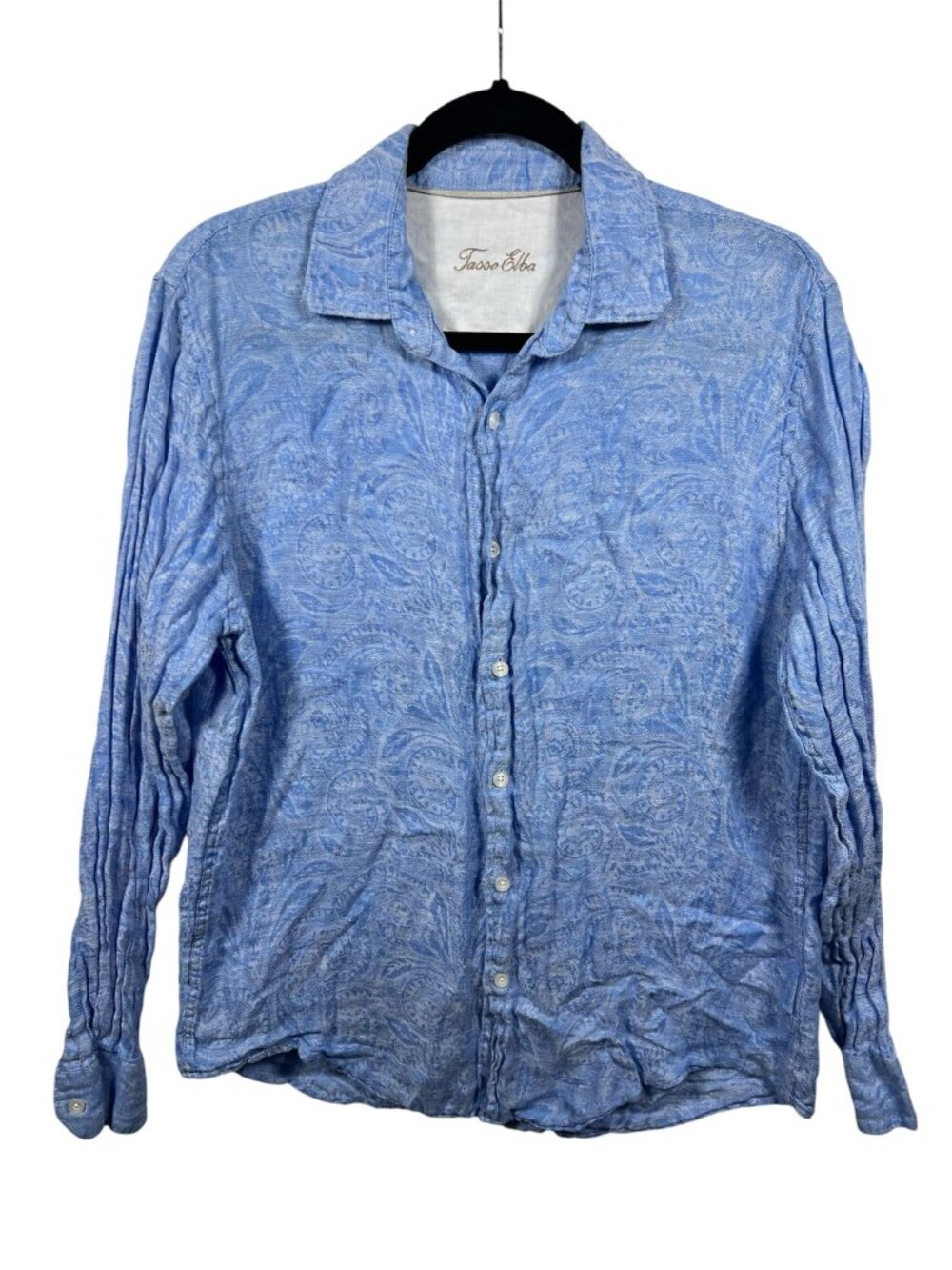 Tasso Elba Shirt Mens Medium Linen Button Down Lightweight Beach Vacation Summer